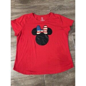 Minnie Mouse With USA Motif‎ Bow Women’s Size XXL T Shirt Red